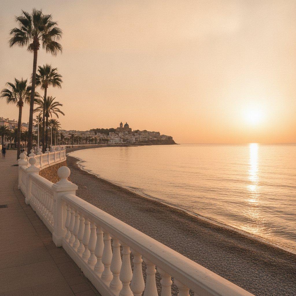 Altea seafront promenade at sunset