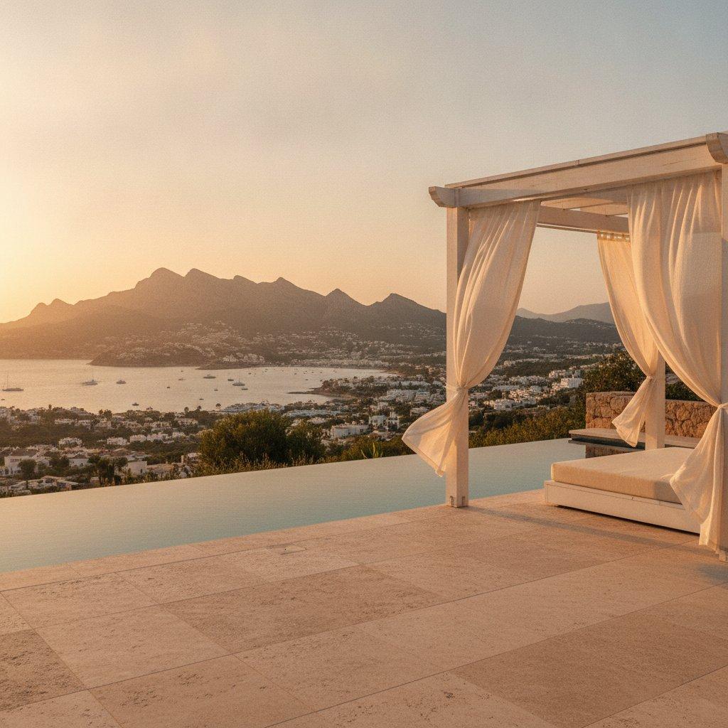 Villa terrace with infinity pool over Altea bay
