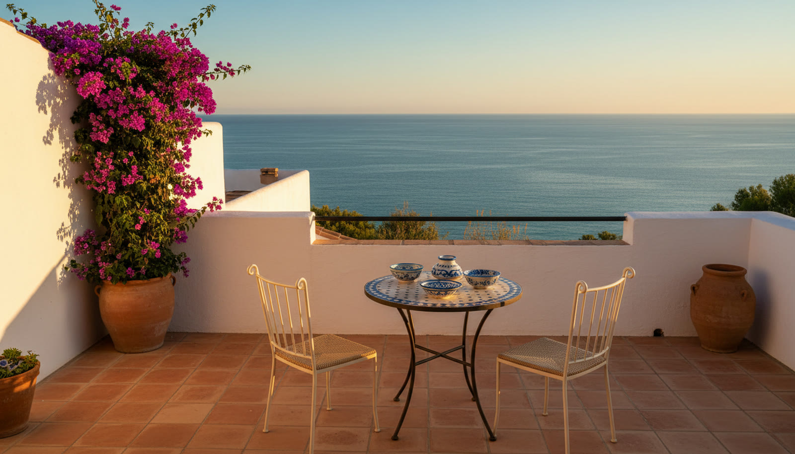 Terrace of an Altea home overlooking the Mediterranean